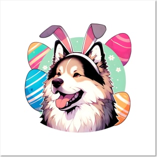 Karelian Bear Dog Celebrates Easter with Bunny Ears Posters and Art